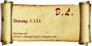 Dunay Lili névjegykártya